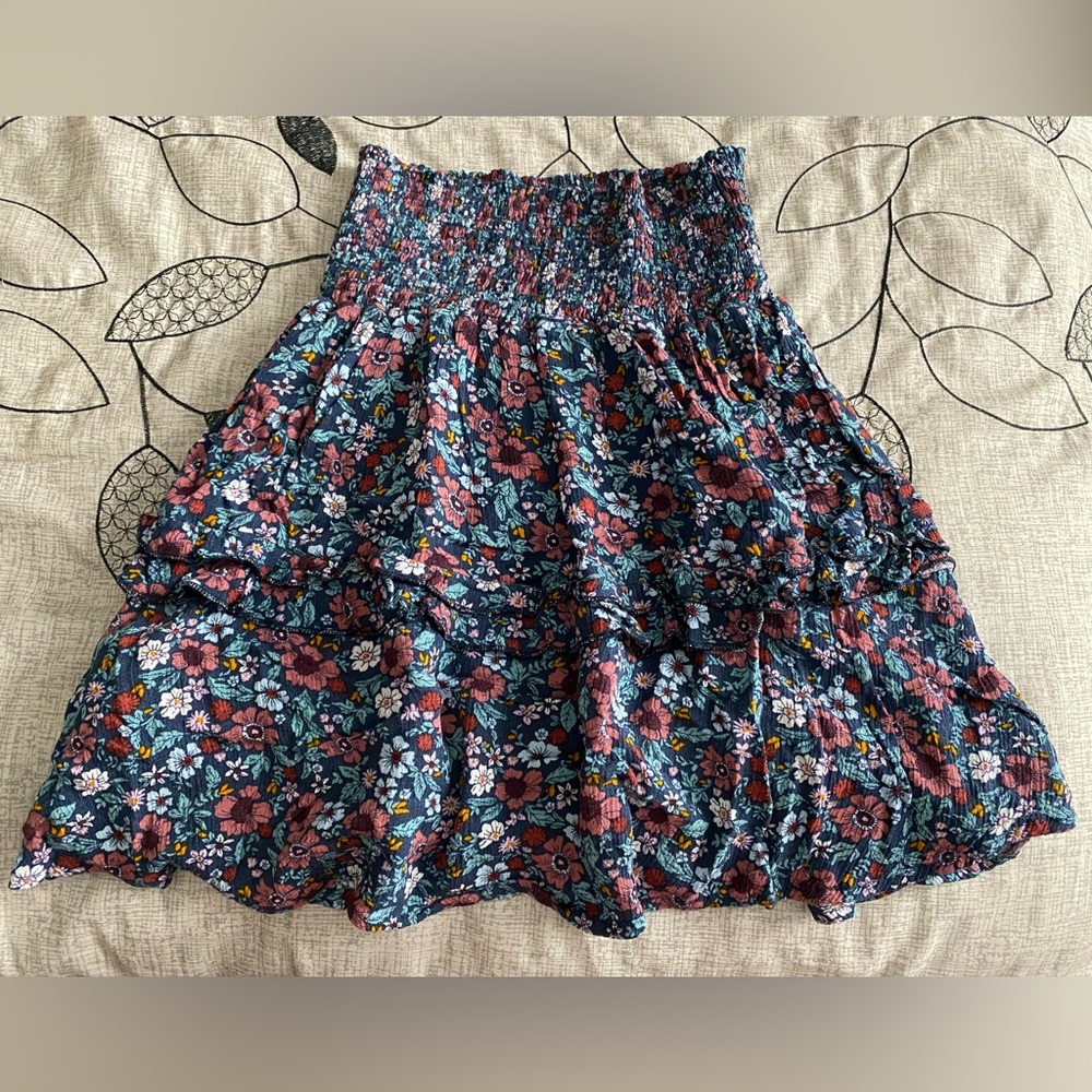 Blue/Pink Floral Mini Skirt - Kendall + Kylie